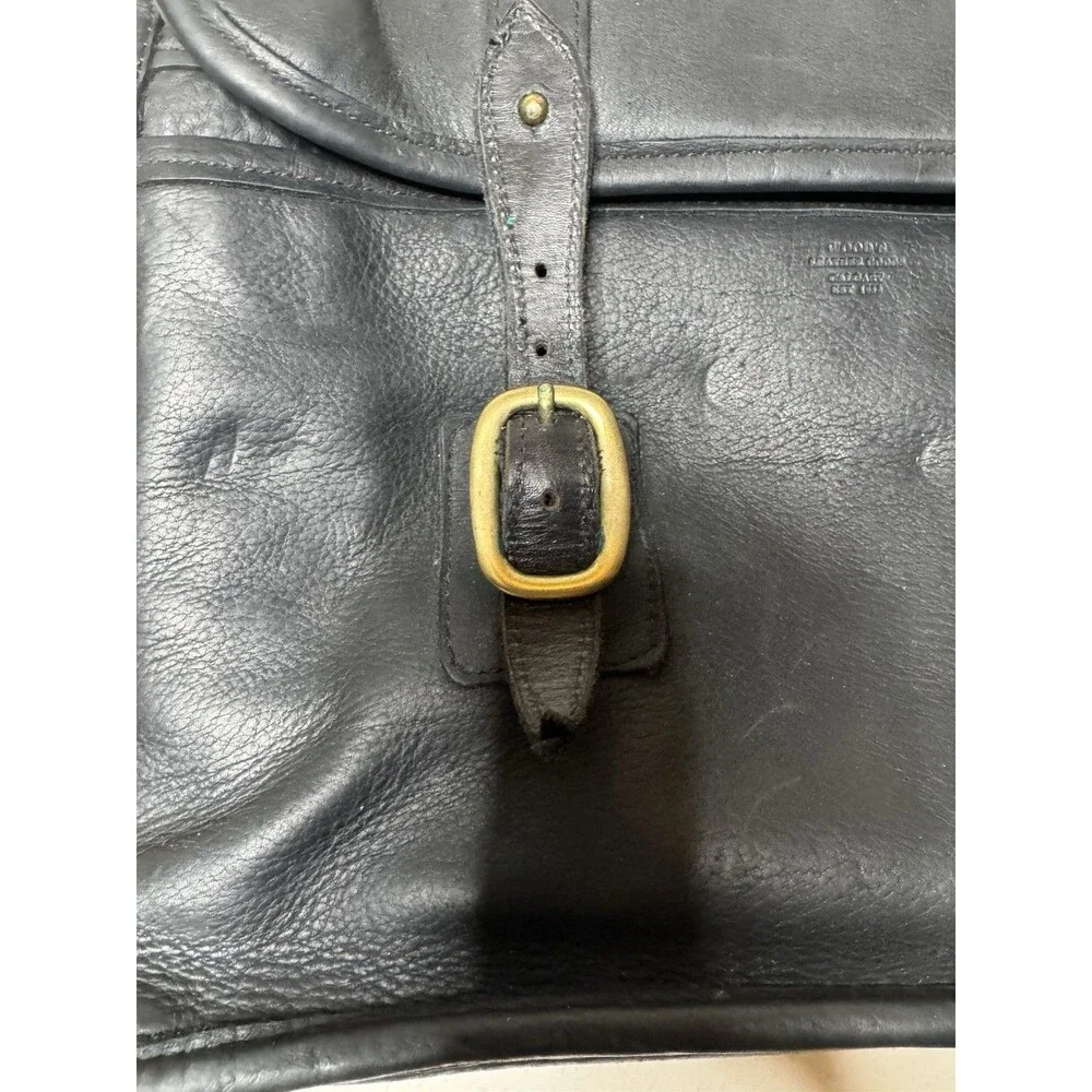 Woods Leather Office Bag Briefcase Black Shoulder Strap Travel